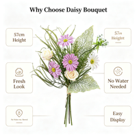 Bouquet de fleurs artificielles de haute qualité pour la décoration de la maison, cadeau pour la fête des mères, magnifique bouquet de fleurs