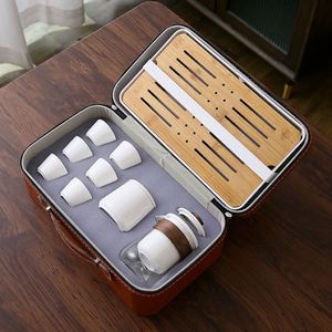 Juego de Té Chino Portátil Personalizado para Exteriores, Diseño Clásico, Tetera de Cerámica, Taza de Té, Regalo de Viaje, Juego de Té Kung Fu con Infusor de Té - Product Image 1