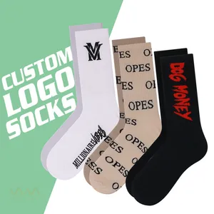 Custom Logo Sport Sock Manufacturers Soft Breathable Cotton Athletic Sox Custom Logo Gym Crew Sock