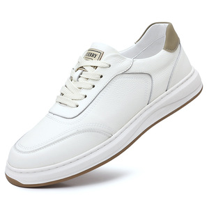 White <b>Leather</b> <b>Sneakers</b> Men Soft Sole Low Heel Casual Shoes For Leisure Walking Style - Product Image 5
