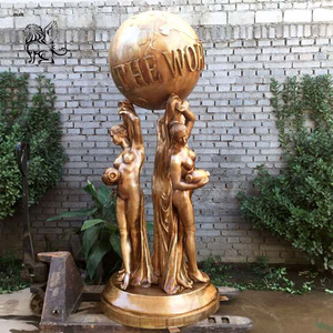 Popular Estatua de Bronce de Tamaño Real de Mujer Desnuda para Decoración de Exteriores, Estatua de 'El Mundo Es Tuyo' en Venta - Product Image 4