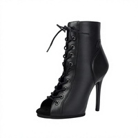 Chaussures de danse jazz sexy style européen et américain, bottines à lacets à bout ouvert, talon très haut, synthétiques