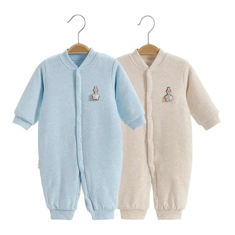 long sleeves 100% organic cotton knitted bamboo boys girls clothes newborn baby jumpsuit rompers