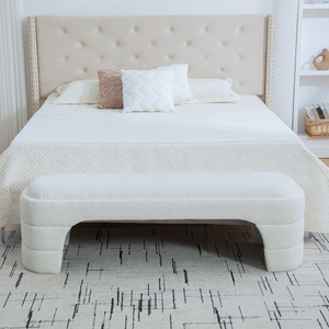 Modern Upholstered Armless <b>Ottoman</b> Foot <b>Stool</b> Bench for Bedroom Living Room Entryway Hotel & Villa - Product Image 2