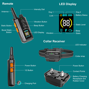 IPX7 Wasserdichtes Wiederaufladbares Anti-Bell-Halsband für Hunde mit 3 Modi: Warnton, Vibration, Kabelgebundener Schock, 2000FT Fernbedienung, Modernes Design - Product Image 6