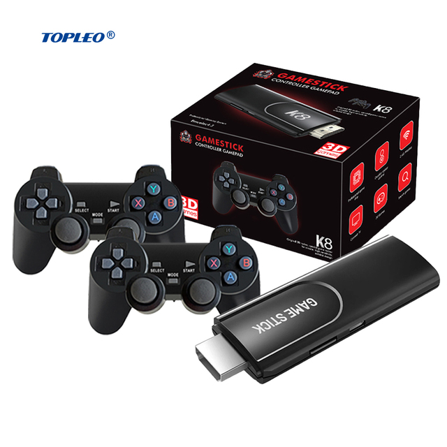 Topleo Video Game Console Stick Hd 64gb Mini Retro 40000 Portable Classic Game 8k Console Game Stick 4k