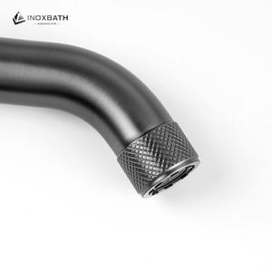 Grifo Mezclador Monomando de Acero Inoxidable 304 Negro para Agua Frí<span class=keywords><strong>a</strong></span>/Caliente, de Un Solo Orificio, Montado en Pared, con Cartucho Cerámico, para Baño y Sala de Estar - Product Image 4