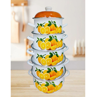 Ensemble de casseroles en émail de style américain avec couvercles, ustensiles de cuisine à induction pour cuisine, fête, cuisinière à gaz, design durable