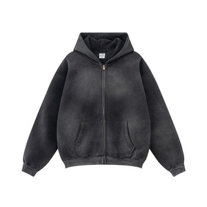 Sudadera con Capucha Estilo Urbano y Sudadera con Capucha Vintage con Cierre, Estilo Corto, Holgada, Lavado Ácido - Product Image 2