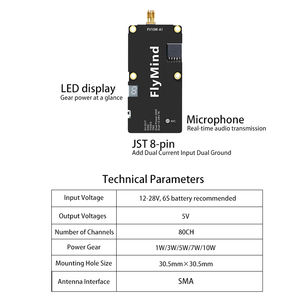 Передатчик FPV VTX, 10 Вт, 5,8 ГГц, 48-дюймовая Регулируемая мощность, модуль передачи видео дальнего действия для Дронов - Product Image 4