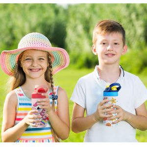 Gourde isotherme en acier inoxydable de 350 ml pour enfants avec couvercle à paille pop-up à un clic et poignée, idéale pour les fêtes - Product Image 6