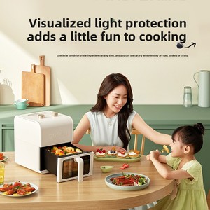 Friggitrice ad Aria Giapponese Shansi, Elettrodomestico Intelligente Multifunzione con Finestra Visiva, Stile <span class=keywords><strong>Bruno</strong></span>, Capacità 5L, Rivestimento Antiaderente - Product Image 4