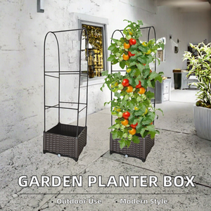 Modern Garden Bed <b>Planter</b> Box Trellis Tomato <b>Planters</b> for Climbing Plants <b>Vegetable</b> Vines Plastic Metal Outdoor Patio Cage - Product Image 2