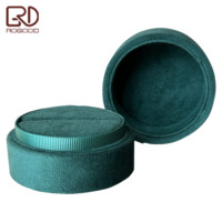 Boîte cylindrique en velours vert de haute qualité ROGOOD pour bague, boucles d'oreilles, emballage rond, boîte cadeau pour demande en mariage, bague de mariage P1966