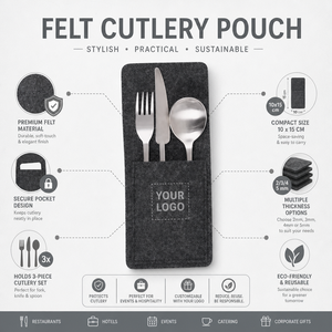 Estuche para Cubiertos de Fieltro de Calidad Hotelera con Costuras Reforzadas, Porta Cubiertos para Uso Comercial Diario, Suministro al por Mayor - Product Image 3