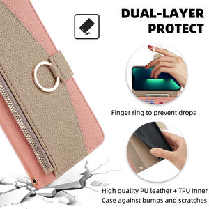 Venta al por mayor de China, funda de teléfono cruzada de cuero para iPhone 15, funda de teléfono plegable para Samsung S24 2 en 1, funda S23 - Product Image 2