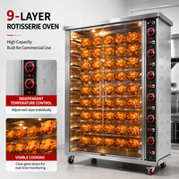 Four à rôtisserie professionnel à neuf broches pour hôtels et banquets, température réglable, pour la restauration et la cuisine, fournisseur de rôtissoires à poulet commerciales