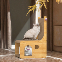 PetLead Vente en gros Grande Maison à gratter pour chat multifonctionnelle en carton ondulé et MDF, design géométrique simple, pour usage professionnel et domestique