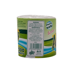 Papel Higiénico Desechable Lavable de Pulpa de Madera Virgen Comercial, 2 Capas, Blanco, 16 g/m², 500 Hojas por Rollo, 96 Rollos por Caja, para Baño - Product Image 2