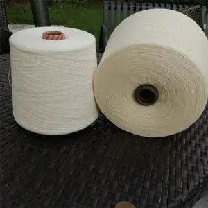 CVC 50 50棉涤纶纱未染色生白纱织造环纺精梳密纤纱