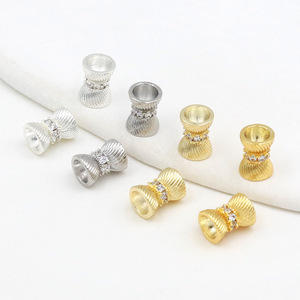 Perle longue en cuivre plaqué or 14K avec entretoises en zircon, matériel et accessoires de perlage faits à la main DIY C45 - Product Image 1