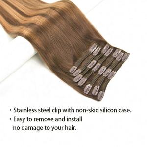 Extensiones de Cabello Humano ISWEET, 100% Cabello Humano Natural, Color Jengibre, con Clip - Product Image 3