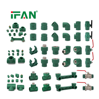 Raccords de tuyauterie PPR vert foncé avec logo personnalisé IFAN, 20-110 mm, service OEM, résistants à la corrosion, matériaux de construction, raccords PPR