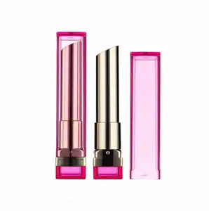 Batom quadrado transparente rosa elegante, embalagem tubos cosméticos