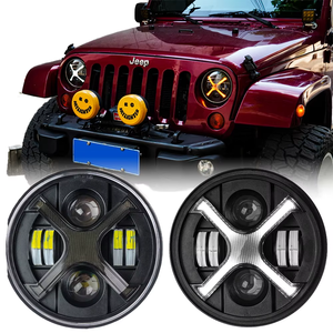 Feux diurnes jaunes et blancs intégrés ronds étanches à haute luminosité de 7 pouces adaptés aux camions, véhicules tout-terrain - Product Image 1