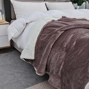 Cobertor de lã de pele falsa, microfibra 100% poliéster quente - Product Image 1