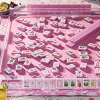 Set Ubin Mahjong Akrilik Transparan Pink Dreamy Jelly untuk Pecinta Permainan Mahjong, Hadiah Ulang Tahun dan Liburan
