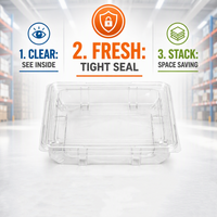 Boîtes d'emballage alimentaire en plastique jetables recyclables de taille personnalisable en usine, contenants scellés pour fruits et légumes