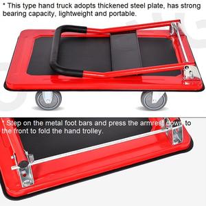 Carro de empuje manual a buen precio plegable 150kg 300kg 500kg plataforma de perfil de acero Carro de carga - Product Image 6