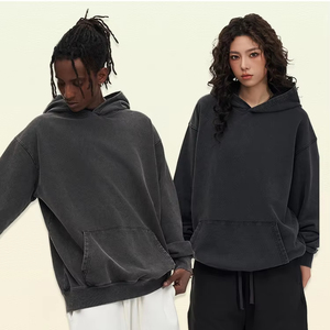 H5567 Nouveautés Vente en gros Personnalisé Épais 450 g/m² Sweats à capuche doublés en molleton bouclette effet délavé à l'acide - Product Image 1