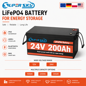 แบตเตอรี่ Eu Stock Lifepo4 100ah 200ah 300ah พร้อมระบบ Smart BMS สำหรับโซลาร์เซลล์ แบตเตอรี่ลิเธียม 24v 12v ชุดแบตเตอรี่ลิเธียมไอออน - Product Image 1