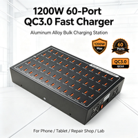 Station de charge USB multi-60 ports Hub Chargeur de téléphone portable de bureau Organisateur 1200W QC3.0 Chargeur rapide USB pour tablettes, téléphones, etc.