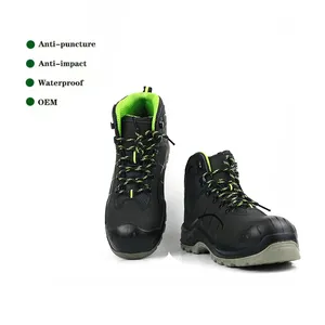 Sapatos de segurança para homens com biqueira de aço composta de couro e soldagem florestal pontual