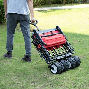 Chariot de jardin pliable créatif <span class=keywords><strong>extra</strong></span> <span class=keywords><strong>large</strong></span> avec auvent amovible chariots pliants chariots utilitaires avec roues et rangement arrière - Product Image 5