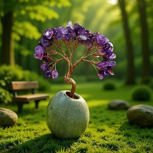 คริสตัลทรีซิทรินชิปส์ฐานเซรามิกรูปวงรีตกแต่งบ้านต้นไม้นำโชคสำหรับห้องนั่งเล่นตู้วางทีวีของขวัญ - Product Image 2