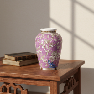 <span class=keywords><strong>Vase</strong></span> à fleurs en céramique et porcelaine de style chinois ARM LVG, motif floral violet de luxe, objet décoratif d'<span class=keywords><strong>art</strong></span> pour la maison - Product Image 2