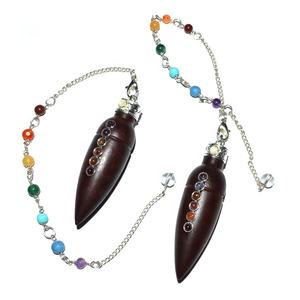 Pendules de cabine Chakra à double coupe en bois de rose Artisanat en pierre semi-précieuse - Product Image 1