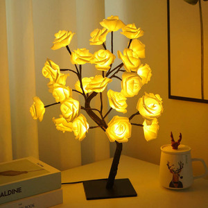 Luces de mesita de noche Led regalo decoración de la habitación del hogar árbol de rosas lámpara de mesa Usb 24leds flor <span class=keywords><strong>para</strong></span> fiesta boda Navidad 32 transparente - Product Image 2