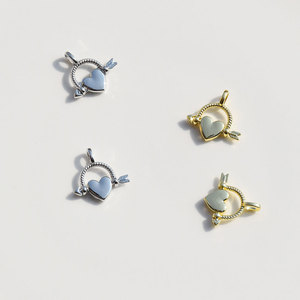 Pendentif en forme de cœur avec flèche en alliage plaqué pour la fabrication de colliers GJ337 - Product Image 4