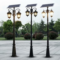 Lampes solaires de jardin, 2,5 mètres, double tête LED, étanches, télécommandées, pour jardin, cour résidentielle, lampadaire de rue
