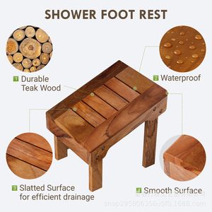 Tabouret de douche en bois Xingqiu avec rangement pour cosmétiques et produits de nettoyage - Product Image 4