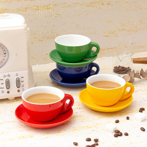 Chaozhou Ceramic <b>Coffee</b> <b>Cup</b> <b>And</b> <b>Saucer</b> Set Solid Color Red Yellow Green Blue For Gift 2024 - Product Image 1