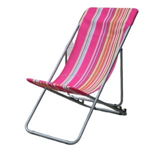 Chaise longue pliante moderne d'extérieur en acier, confortable, en tissu polyester imprimé sérigraphié, idéale pour la plage - Product Image 3