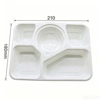 Boîte bento jetable à 5 compartiments, compatible micro-ondes, en plastique PP, pour plats chauds à emporter