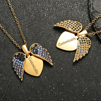 Collier pendentif Cœur Ailes d'Ange plaqué or avec zircon multicolore, breloque cristal, cadeau commémoratif pour femme