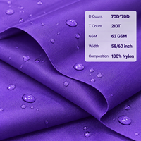Tissu 100% nylon personnalisé 70D 190T 210T Ripstop Taffetas enduit PU imperméable pour parapluie, veste d'extérieur, sac à dos, tente, sac